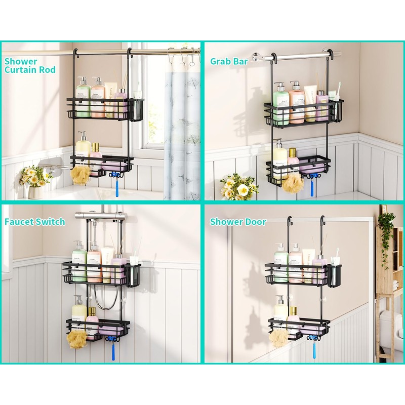 HapiRm Hanging Shower Caddy – For Renters & Small Bathrooms,