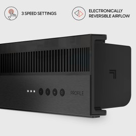 Sharper Image PROFILE Window Fan with 3 Speeds, Reversible Exhaust Mode, Weather Resistant, Black