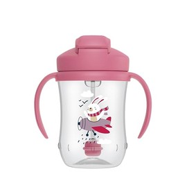 Dr. Brown's Vaso entrenador 9oz. con popote rosa