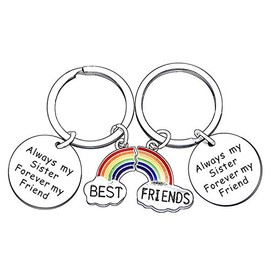 2PCs Sister Gifts From Sister Keyring Birthday Gifts For Sister Presents Friendship Gifts For Sister Friends Gifts For Best Friends Key Chain Jewelry Set (Always My Sister)