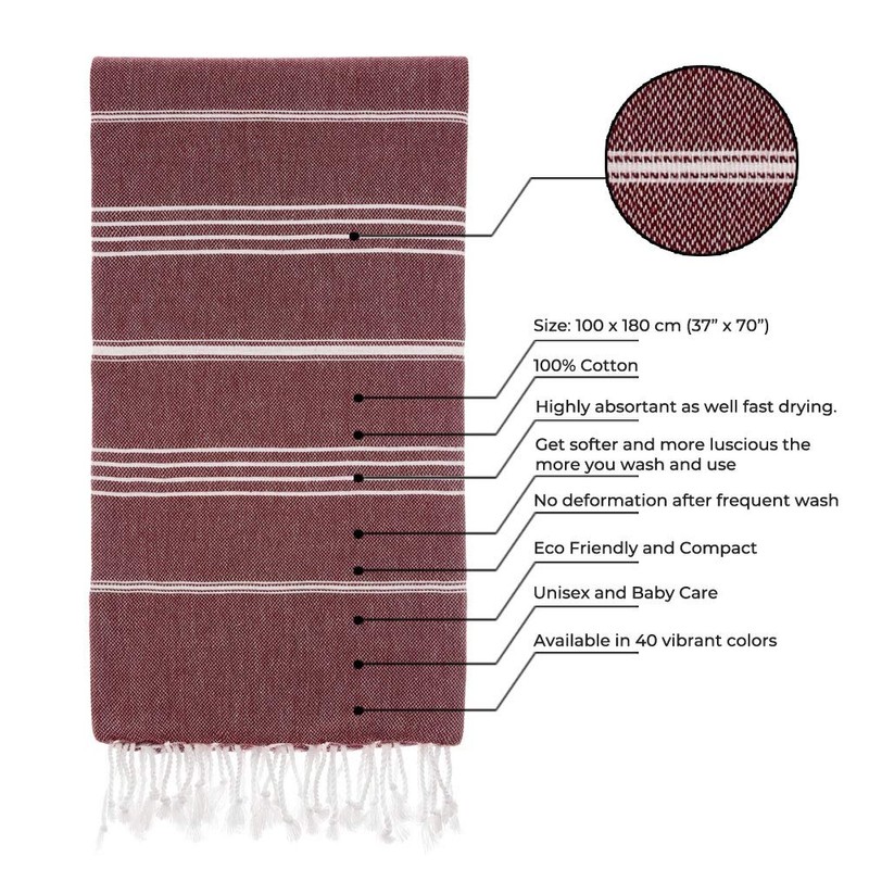 Cacala PES-CEP-Burgundy Bath Towels, 37" x 71"