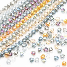 Pack of 100 Heart Colourful Glass Beads Simulated Crystal Beads Glass Beads Crystal Glass Beads for Craft Bracelet Jewellery Rings Necklaces Gift 8 mm Mixed Colour