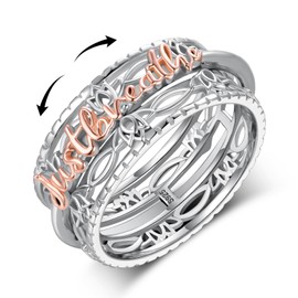 Fuguangju Spinner Fidget Ring 925 Sterling Silver Lotus Flower Yoga Just Breathe Anxiety Ring Stress Relieving Boredom ADHD Autism Rings for Women Men (8)