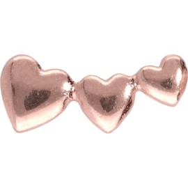 PIERCINGLINE Titanium Attachment with Push Pin 3 Hearts without Labret Stud Piercing Ear Helix Tragus Conch Choice of Colours, Titanium