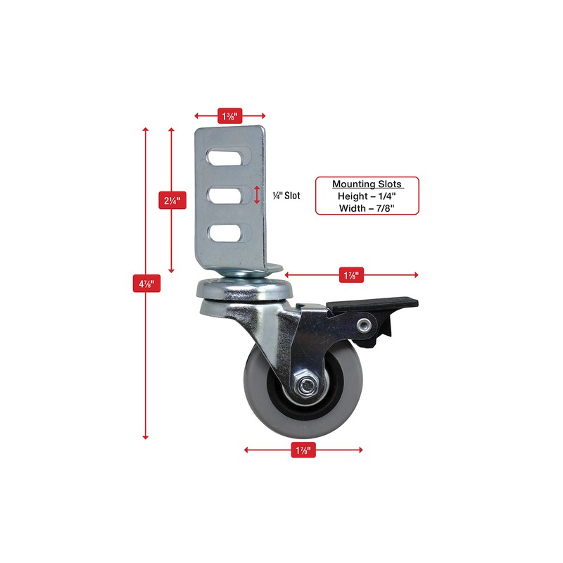 Shepherd Hardware 8126E 1-7/8-Inch TPR Swivel Corner Casters with Top
