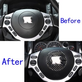 Nissan GT-R R35 2008-2016 Steering Wheel Decal Sticker Parts Steering Wheel Emblem Logo Decal Sticker Cap Cover Part Soft Carbon Fiber Easy Installation (Carbon Feel)