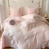 Ruffled Bedding Bow Duvet Cover -Twin Size Pink Chic Lace