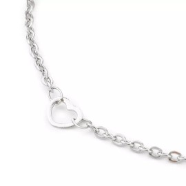 LZD Stainless Steel Cable Anklet Bracelet Heart Lobster Silver Adjustable 8.7"  Z25