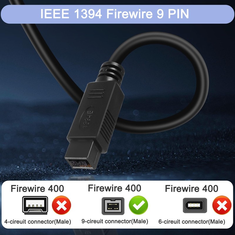 HATMINI 6FT Firewire 9 Pin Cable, IEEE 1394 Firewire 9