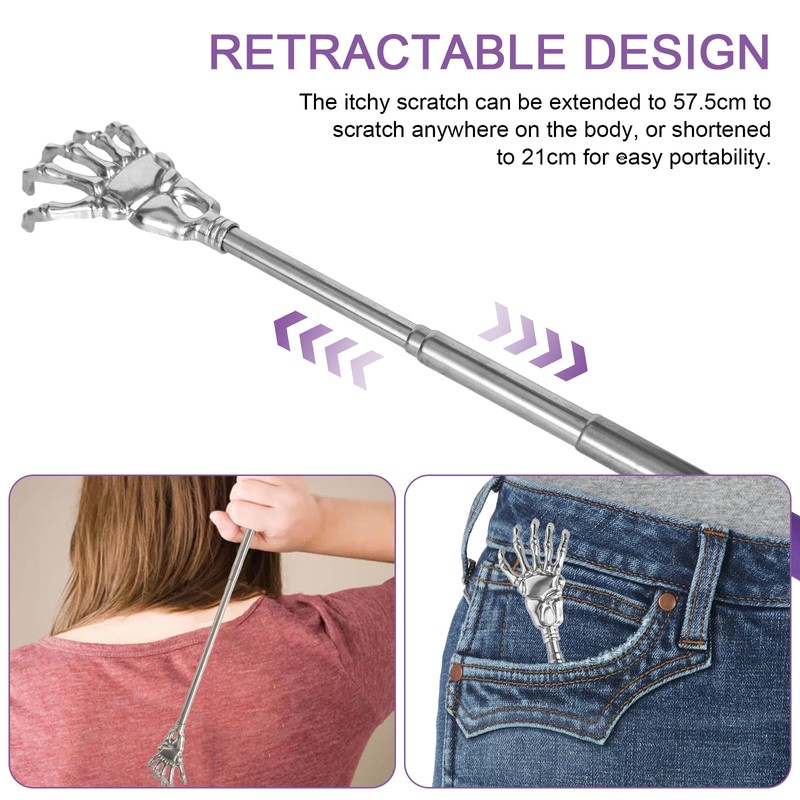 Pack of 6 Back Scratchers, Expandable Telescopic Back Scratcher, Stainless
