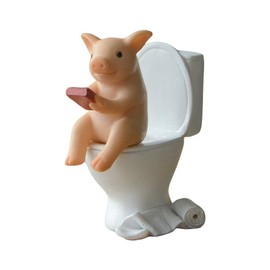 Gemmia Miniature Garden Fairy Toilet Pig Statue- Hi No Rush