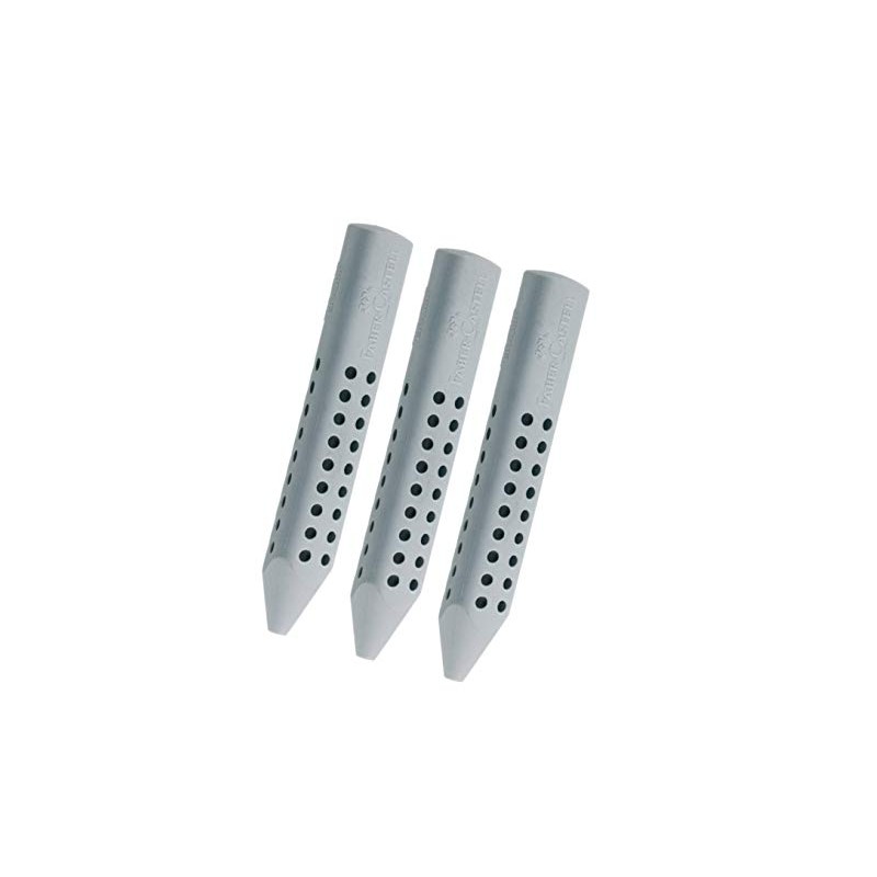 Faber-Castell Grip 2001 Triangular Eraser, 3x grey.