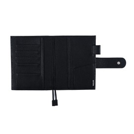 Moterm Leather Cover for A6 Notebook - Fits Hobonichi Cousin, Stalogy and Midori MD Planner, with Pen Loop, Card Slots and Back Pocket (Pebble Black)
