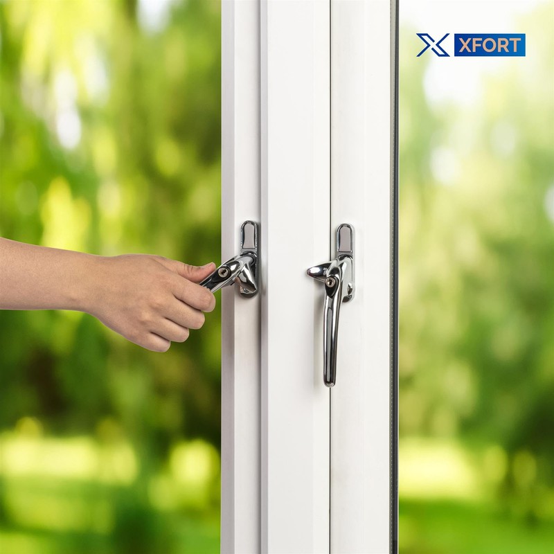 XFORT Locking Cockspur Window Handle Installation Kit in Polished Chrome,