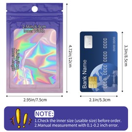 Svaldo - Bolsas holográficas pequeñas, paquete de 100 unidades, color rosa morado, paquete de pulseras de joyería, embalaje de caramelos, almacenamiento de alimentos, 2.5 x 3.5 pulgadas, 3 mil