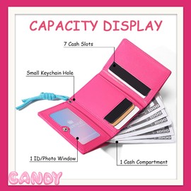 Sunwel Fashion Cute Y2K Wallets with Contrast Colors Credit Card Holder & ID Window (FUSCHIA)