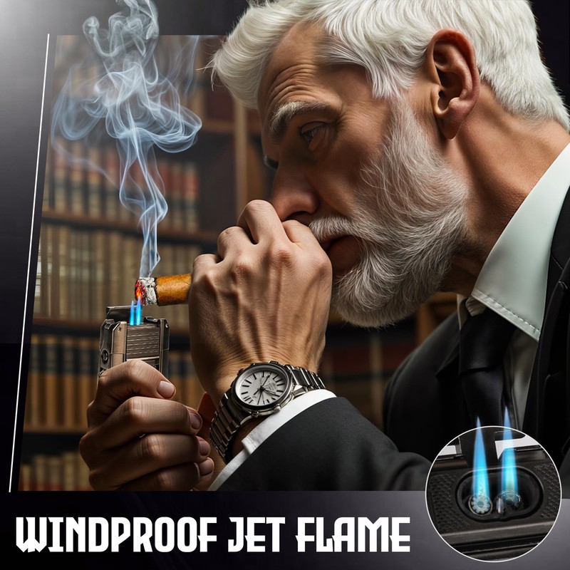CUBARO Cigar Lighter with V Cutter, Punch, Draw Tool –