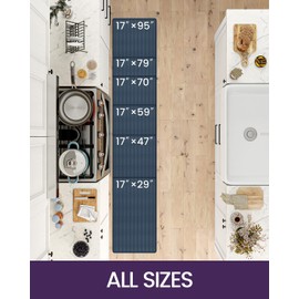 DEXI Kitchen Floor Mats Cushioned Anti Fatigue,17x79,Long Standing Runner Rug Waterproof, Comfort Memory Foam Padded for Front Sink Laundry, Navy