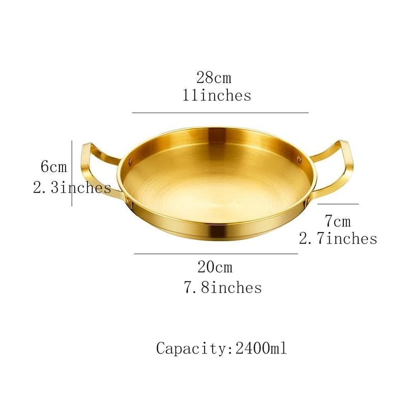 MBBITL Paella Pan Gold Stainless Steel Skillet Pan 11 inch