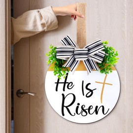 He is Risen Decor Easter Door Decorations Easter Wreaths for Front Door Easter Decorations for Home Religious Easter Decorations for Farmhouse Home Wall Holiday Decoration