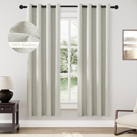 ChrisDowa 100% Blackout Greyish Beige Solid Curtains 72 Inches Long 2 Panels for Bedroom Living Room,Farmhouse Room Darkening Thermal Insulated Soundproof Grommet Top Window Treatment Drapes,52x72