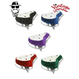 Vintage Lowrider TwoTone Cruiser Bicycle Button Velour Saddle Bike Saddle. - Purple/White