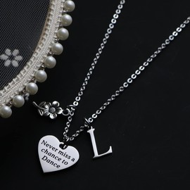 Eilygen Dancer Gift Dance Women Necklace Never Miss a Chance to Dance Stainless Steel Necklace (Never Miss a Chance to Dance -L)
