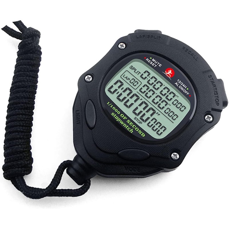 Digital Stop Watch 100 Lap Memory, 0.001second Timing Backlight Stopwatches