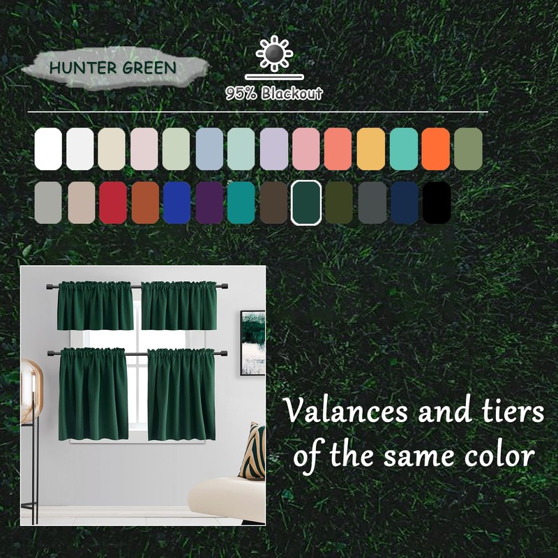 DONREN Dark Green Blackout Thermal Insulating Window Curtain Panels for