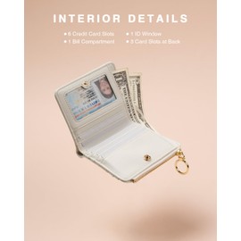 Vulkitty Leather Wallet for Woman RFID Blocking Bifold Small Compact Wallets Zipper Pocket Purse Large Capacity Card Hold Case with ID Window, Beige, Compact