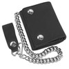 RFID Blocking Men's Tri-fold Vintage Biker Cowhide Leather Steel Chain