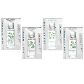 Biotrue Contact Lens Solution, Multi-Purpose Solution for Soft Contact Lenses, Lens Case Included, 2 FL OZ Travel Size (Pack of 4)