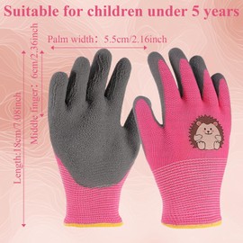 WUSANNA 3 Pairs of Children's Work Gloves, Gardening Gloves, Cartoon Work Gloves, Children, Protective Gloves for 3-5 Years, Suitable for Gardening, Work and Leisure (Yellow, Blue, Pink)