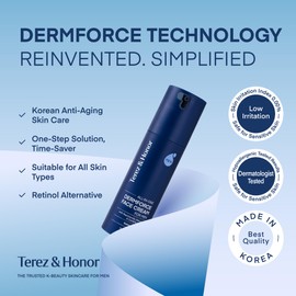 TEREZ & HONOR 6-In-1 Face Cream for Men: Korean Dermforce Anti-Aging Moisturizer Cream with Niacinamide & Bakuchiol - Reduces Wrinkles, Dark Spots, Eye Bags & Puffiness - K-Beauty Skincare 2.8oz