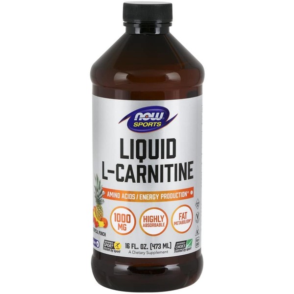 NOW Sports Nutrition, L-Carnitine Liquid 1000 mg, Highly Absorbable, Tropical Punch, 16 Fl Oz