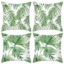 Betadistor Set of 4 Cushion Covers 18x18 Inch Tropical Leaves Pillow Cases, 45 x 45cm Decorative Thorw Pillow Covers, Sofa Pillowcases for Bedroom Office Car Home Decor, Tropical Leaves, 510-0196