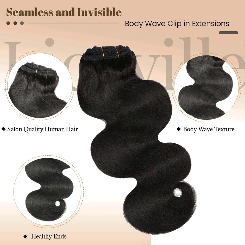 Body Wave Clip in Hair Extensions Human Hair 120g 7pcs