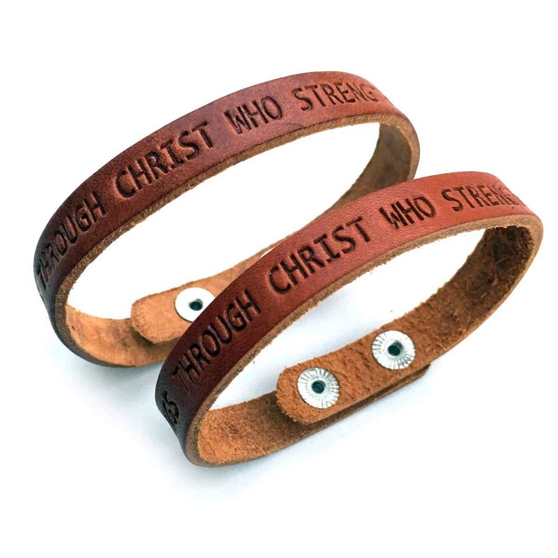 FORGIVEN JEWELRY Leather Bracelet Stamped Philippians 413 Size Small