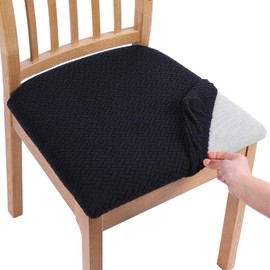 Homaxy Chair Cover Seat Stretch Cover for Chairs Seat Covers for Dining Room Chairs Washable Protective Cover Chair Covers for Chairs Set of 4 Black
