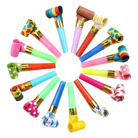 WUSJCOF Pack of 15 Party Flutes Blower Party Whistle Noise-Maker (Multi-Colour)