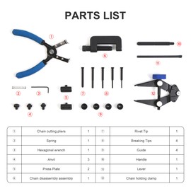 21 PCS Rivet and Roller Chain Link Removal Tool for Motorcycle, Bike, ATV, and More, Motorbike Motorcycle Chain Tool Kit