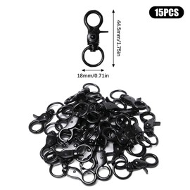 Rebanky Pack of 30 Scissor Carabiners Small Black Carabiner Dog Lead Bolt Carabiner Snap Hook with Swivel Small Snap Carabiner Zinc Alloy for Keys, Bags, Luggage Buckle