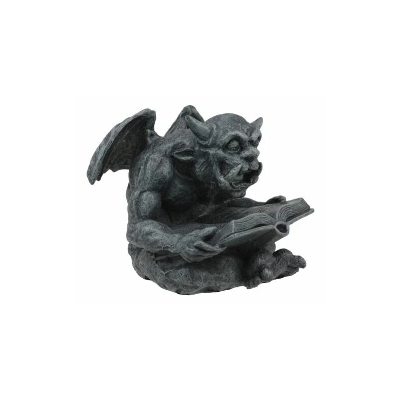 Notre Dame Horned Gargoyle With Spell Book Statue Demonic Bibliography