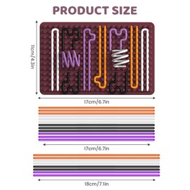 Sensory Activity Board, Double Side Silicone Sensory Mats with 20 Strings, Autism Sensory Toys Products for Kids 3+ Adults ADHD, Calm Down Toy White Elephant Gifts for Christmas Birthday(Dark Red)