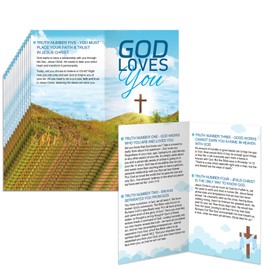 Dunzoom 300 Pcs Folded Gospel Tract Card Plan Cards Bible Tracts Christian Pamphlets Inspirational Bible Verses Greeting Cards Men Women Teens Church Supplies (God)