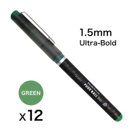 OHTO Fude Ball Bio 1.5 Rollerball Pen, Ultra-Bold 1.5mm, Water-Based Biocide Free Ink, Green, CFR-15FBO-GN, Pack of 12