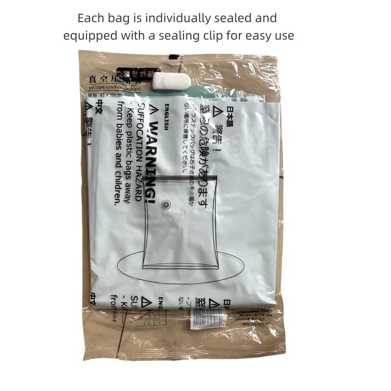 6-Pack Reusable Vacuum Compression Storage Bags Set, With Hand Pump,