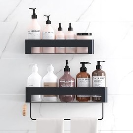 necvha Shower Caddy,Adhesive Bathroom Organizers and Storage&Home Decor&Kitchen,No Drilling,Kitchen Organizers and Storage,Shower Organizer for Inside Shower (Black)