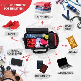 Sports Bag Gym Holdall Men Women Duffel Shoulder Fitness Bag Swimming Pool Bag Travel Holiday Strap Cabin Luggage Weekender Overnight Camping Small 20L Large 40L (Neon Green/Grey Melange, 20 L)