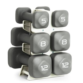 Tone Fitness 50 LB Neoprene Dumbbell Set with Storage Rack – Non-Slip, Anti-Roll Hand Weights for Home Gym Workouts - Gray